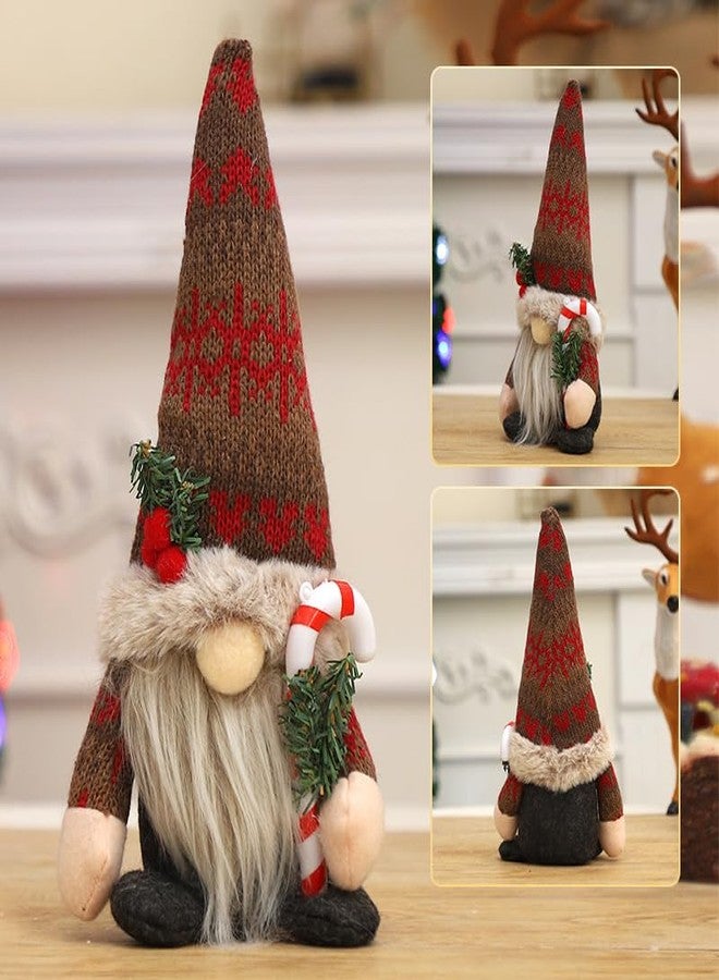 HEPOVER Christmas Gnome Decoration Plush with Gingerbread Pinecone Ponytail，Nordic Handmade Xmas Scandinavian Tomte，Resin Tree Centerpieces for Desk Shelf Fireplace Winter Holiday Christmas Decor - Image 5